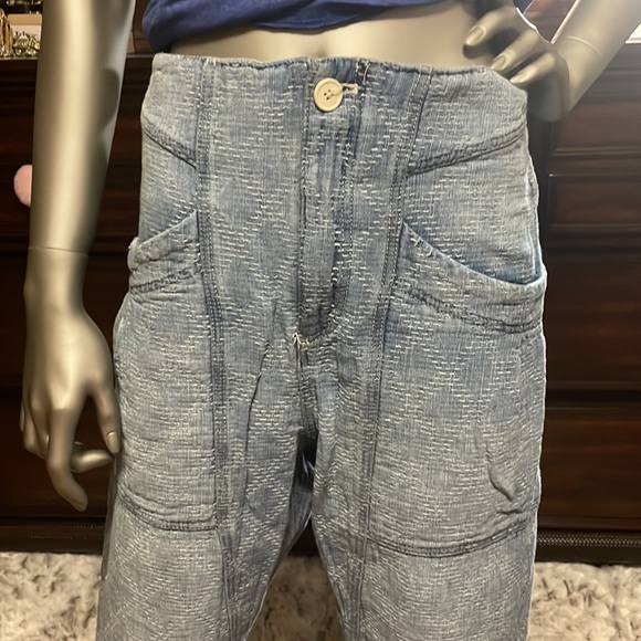 FREE PEOPLE SASHIKO STITCHED RELAXED JEANS - Picture 5 of 15